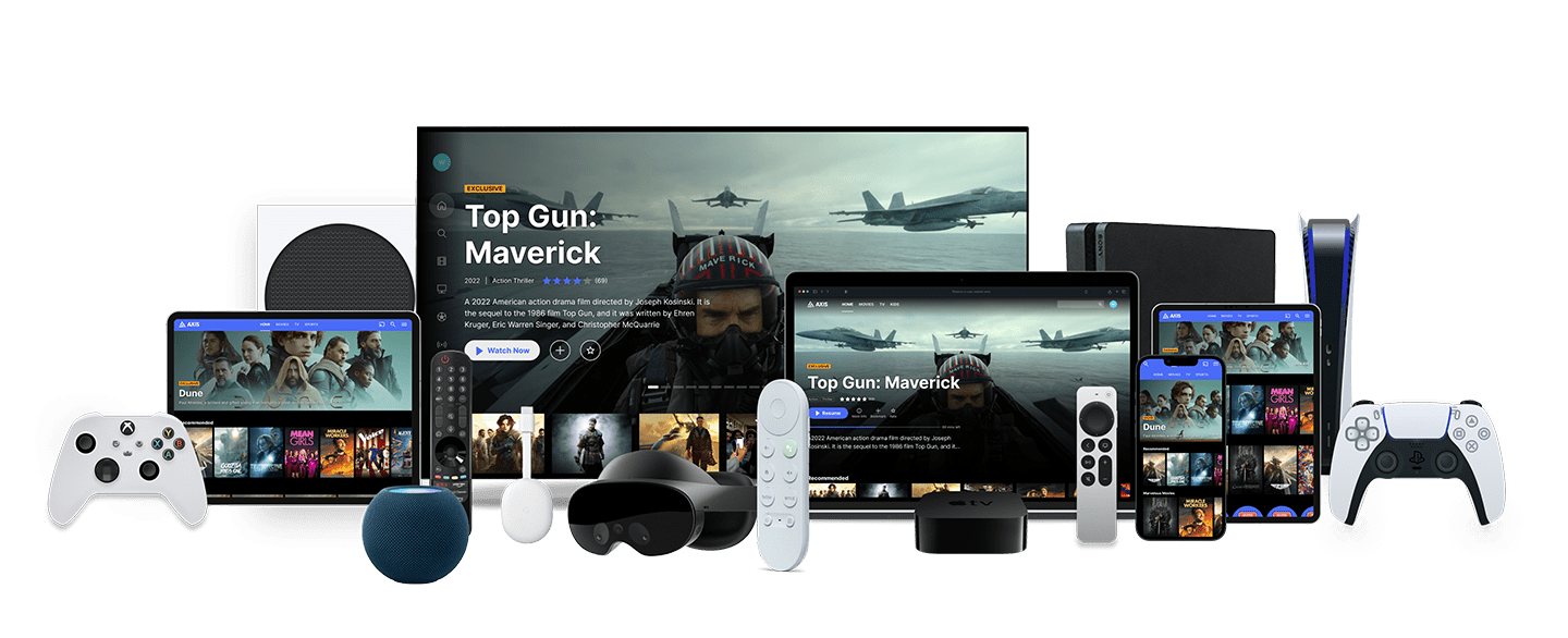Deltatre's AXIS is available on a very long list of devices including TV, set-top-boxes, games consoles, mobile, tablet, desktop.